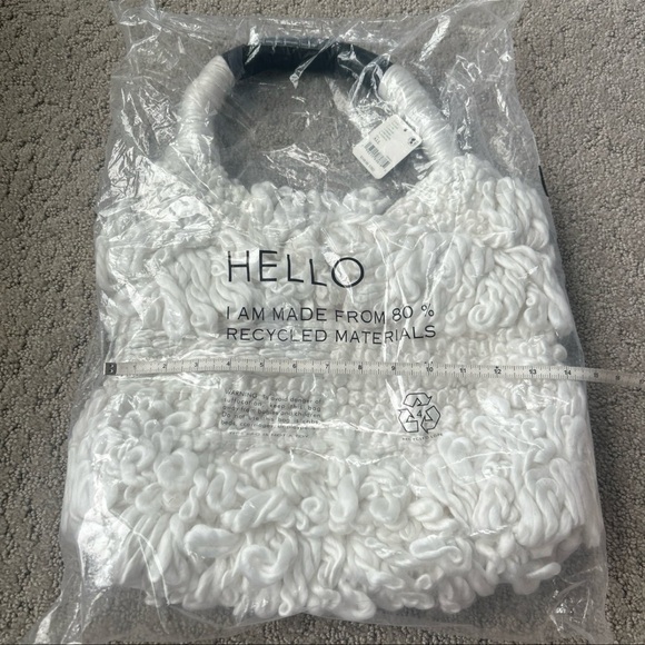 Free People Oslo Tote Bag Cream Bohemian Fringe Knitted Yarn Purse NWT - Picture 10 of 11